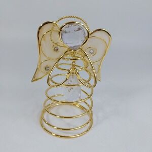 Vintage Angel Abstract Wire Capiz Sea Shell Crystal Style Hand‎ Cross Figurine